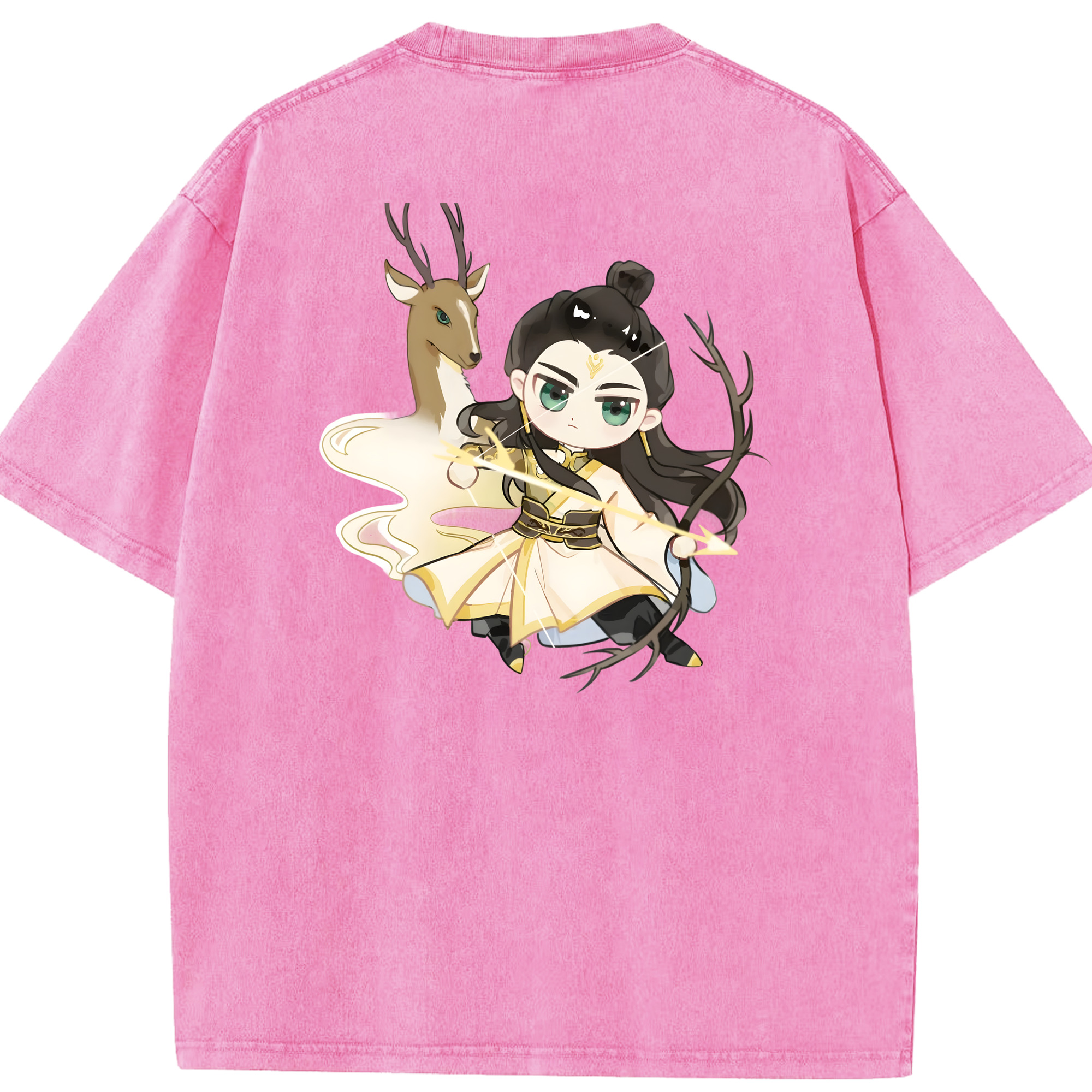 （画像用） Ne Zha 2 ナタ 魔童の大暴れ 綿100% ヴィンテージ風 半袖Tシャツ（背面プリント）